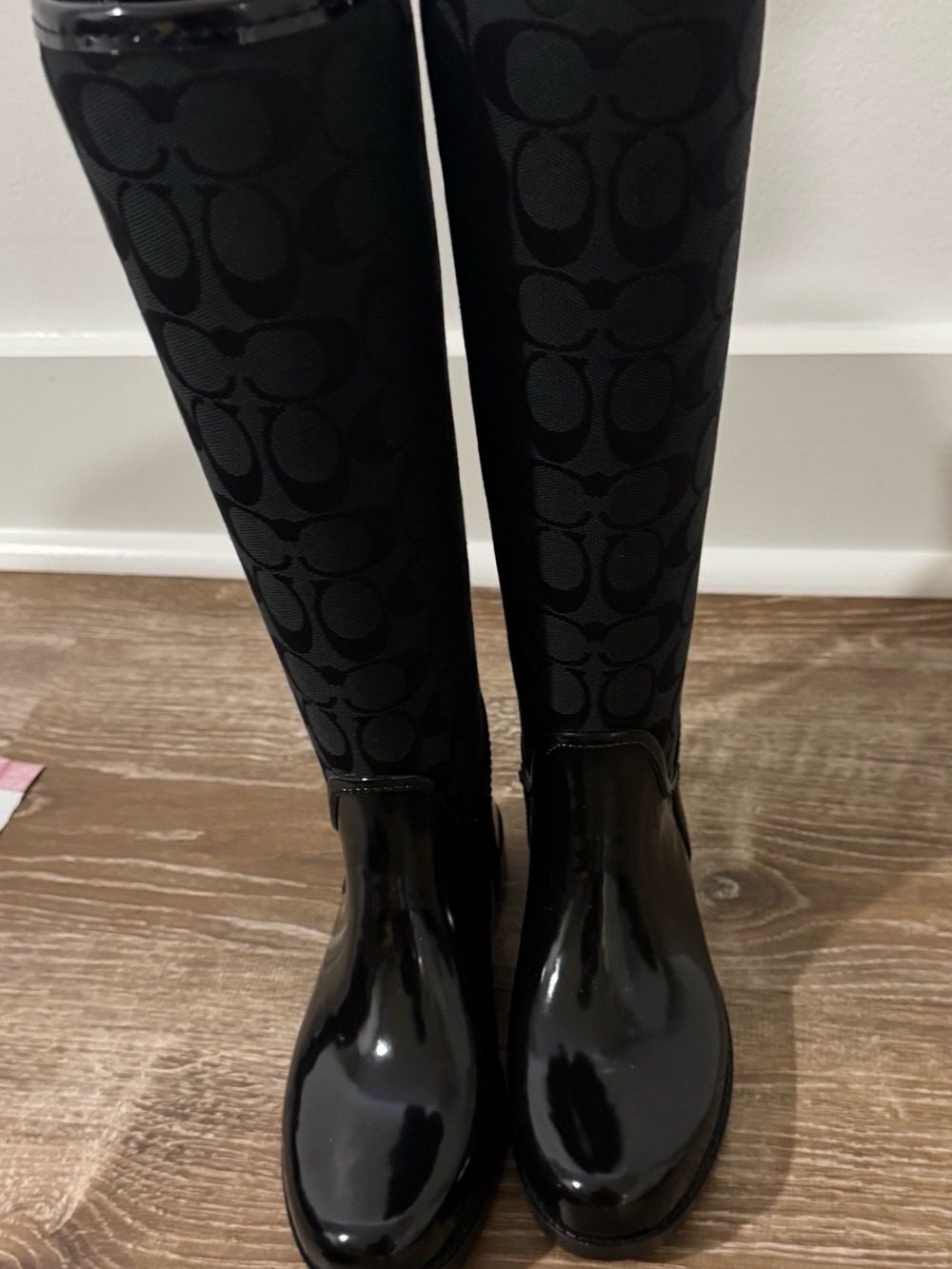 Coach Tristee Black Signature Rain Boots (New)